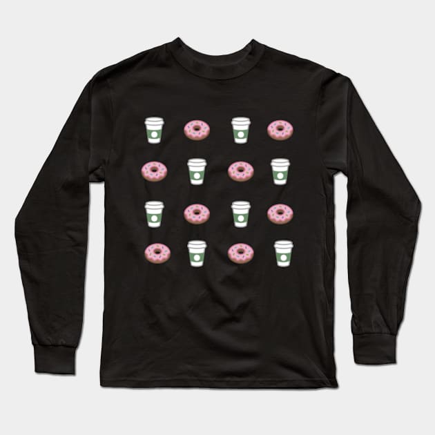 Coffee and Donuts Long Sleeve T-Shirt by MedleyDesigns67